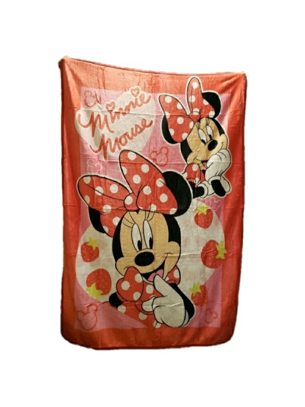 Disney Minnie Mouse Pink Red Polka Dot Throw Blanket